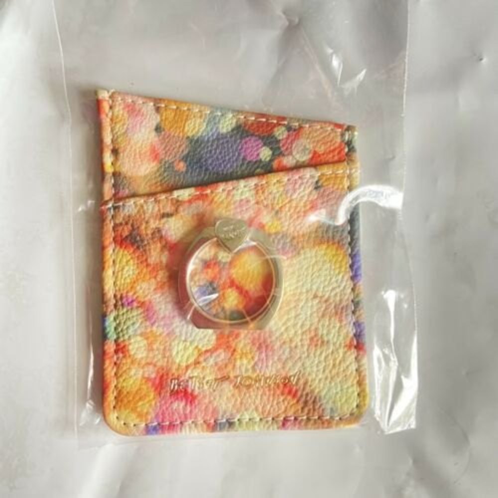 Betsey Johnson Stick On Phone Ring Wallet Credit Card Money Holder Floral